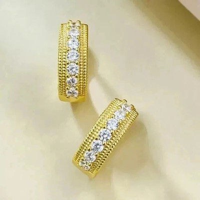 2Ct Round Cut Lab-Created Diamond Women's Hoop Earrings 14K Yellow Gold Plated