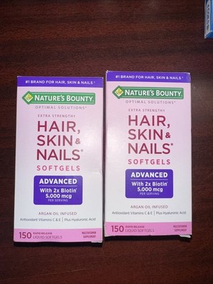 Nature's Bounty 2 PACK - Hair Skin Nails Extra Strength Biotin Exp. 02/2027