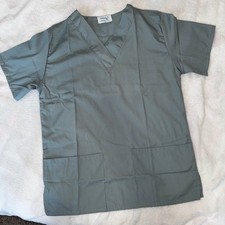 Scrubs Station USA Womens XS Pewter Gray Scrub Top V Neck 2 Pocket Nurse Medical