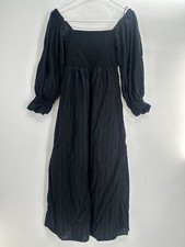 [Anthropologie] Hutch Black Eyelet Lace Puff Sleeve Midi Dress Size XS