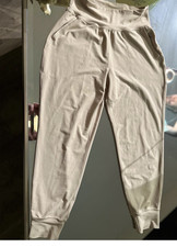 Women's Beige Pull-On Leggings S Slim Stretch Elastic Waist Yoga Gym Athleisure