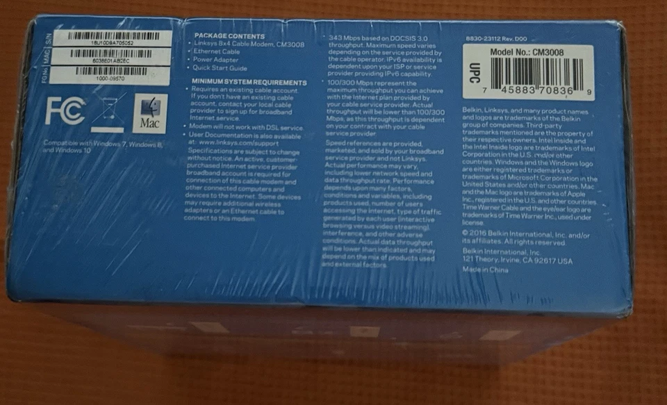 Linksys CM3008 DOCSIS 3.0 8x4 Cable Modem 343 Mbps for Xfinity Cox Charter Spect - Image 3 of 4