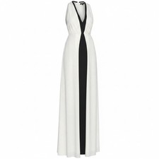 Valentino Silk Two-Tone Ruched Gown Ivory Black 42 IT 6 NWT