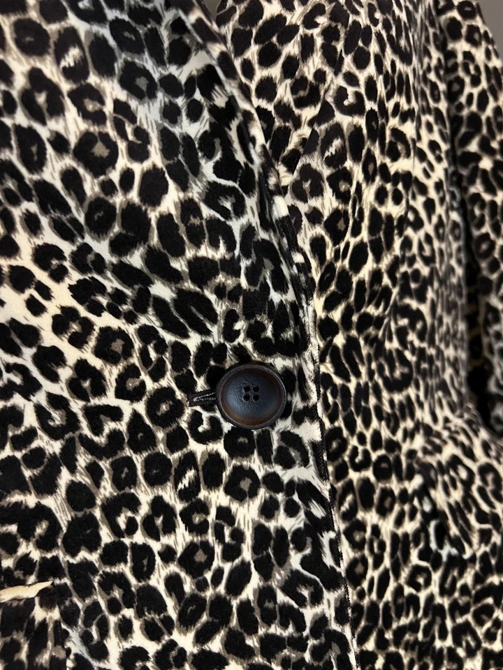 Blazer Kasper Mujer 10P Leopardo Estampado Animal Chaqueta Botón Único Marrón Pequeño Foto 4 de 4