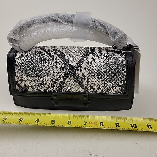 Nicole Miller Mini Umhängetasche/Handtasche/Geldbörse aus Schlangenleder schwarz/weiß - Bild 4 von 8