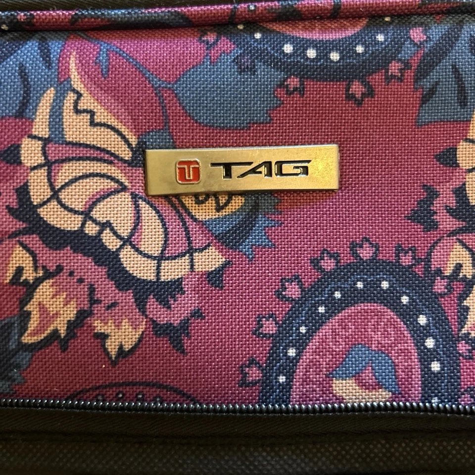 TAG Paisley Floral Suitcase – Purple & Pink Rolling Luggage w/ Front Pockets - Image 3 of 4