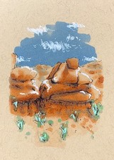 ACEO Original - Landscape Desert Rocks National Park Miniature Art - by McCT Art