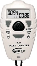 TC-895 Digital Dual Tally Counter, Electronic Up Down Clicker 3-1/2, White 