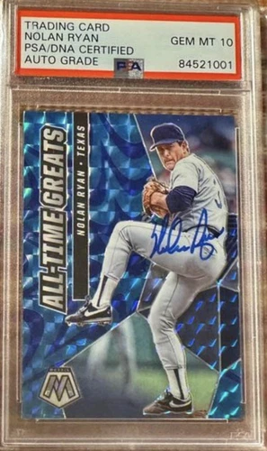 2021 MOSAIC ALL-TIME REACTIVE BLUE PRIZM NOLAN RYAN PSA 10 AUTOGRAPH GEM MINT