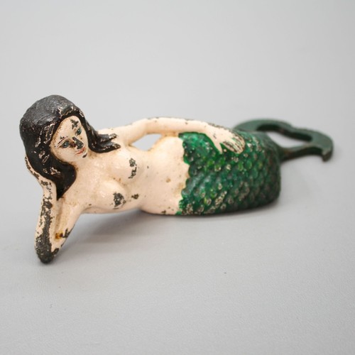 Vintage Cast Iron Naked Lady Topless Mermaid Woman Beer Bottle Top Opener Boobs - Picture 7 of 7