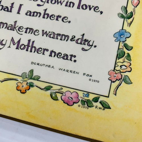 A Babys Prayer Wall Plaque Yellow Dorothea Warren Fox 1970 Flowers Nursery Decor - Picture 2 of 4