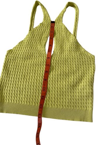 Forever 21 Cropped Knit Sweater Tank Top Keyhole Neon Green Sz Medium Summer Bea - Picture 11 of 12