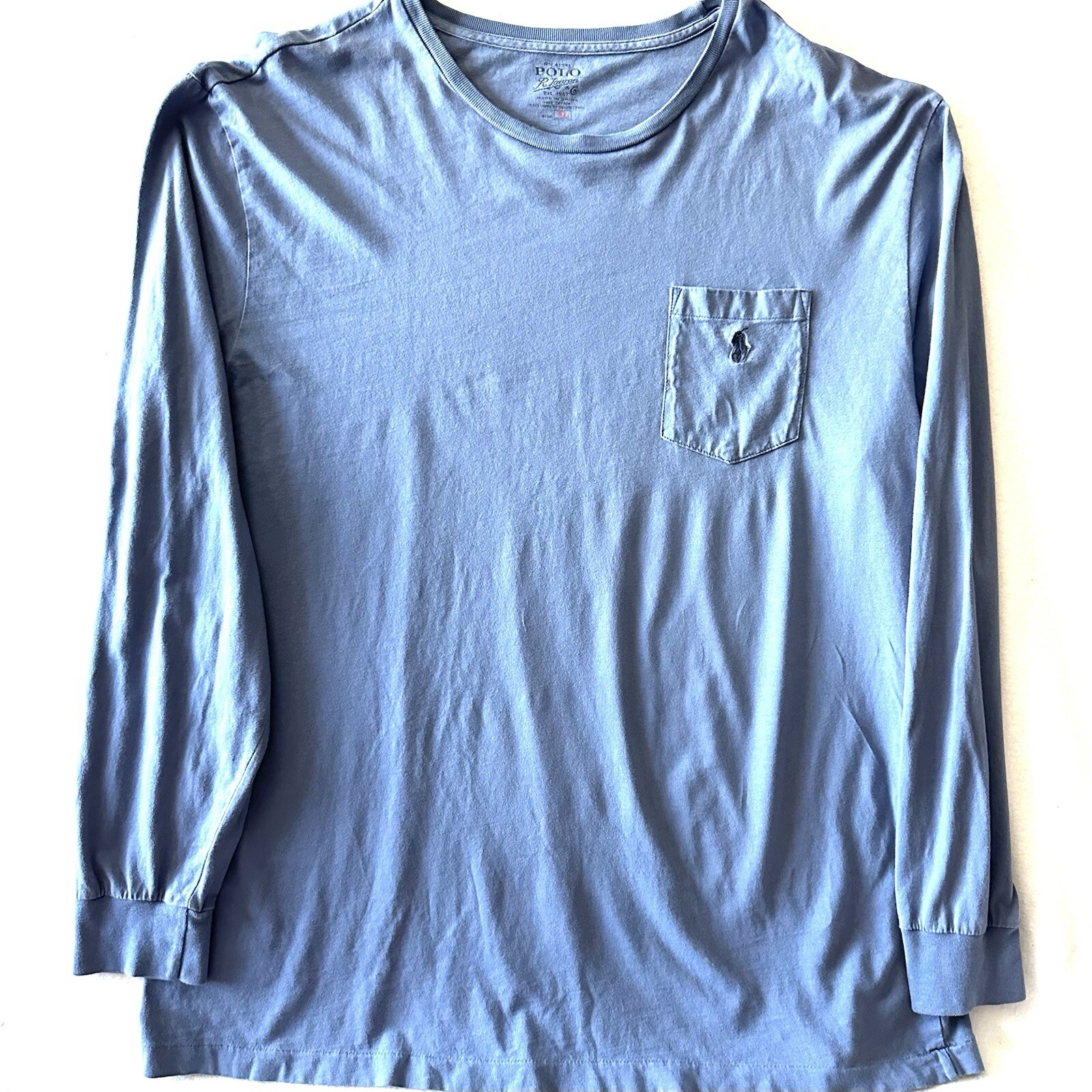 Polo Ralph Lauren Uomo XL Blu Vestibilità Classica Manica Lunga Navy Pony