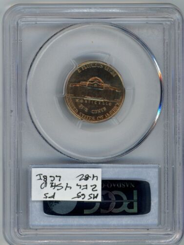 1954-S Jefferson Nickel 5c PCGS MS64 Medium Lustrous Multicolored Toning - Picture 2 of 2