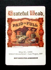 Grateful Dead Backstage Pass Las Vegas Nevada UNLV 5/21/95 5/21/1995 Money Coins