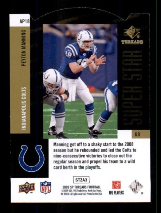 2009 SP Threads Die Cut #AP18 Peyton Manning. - Image 2 of 2