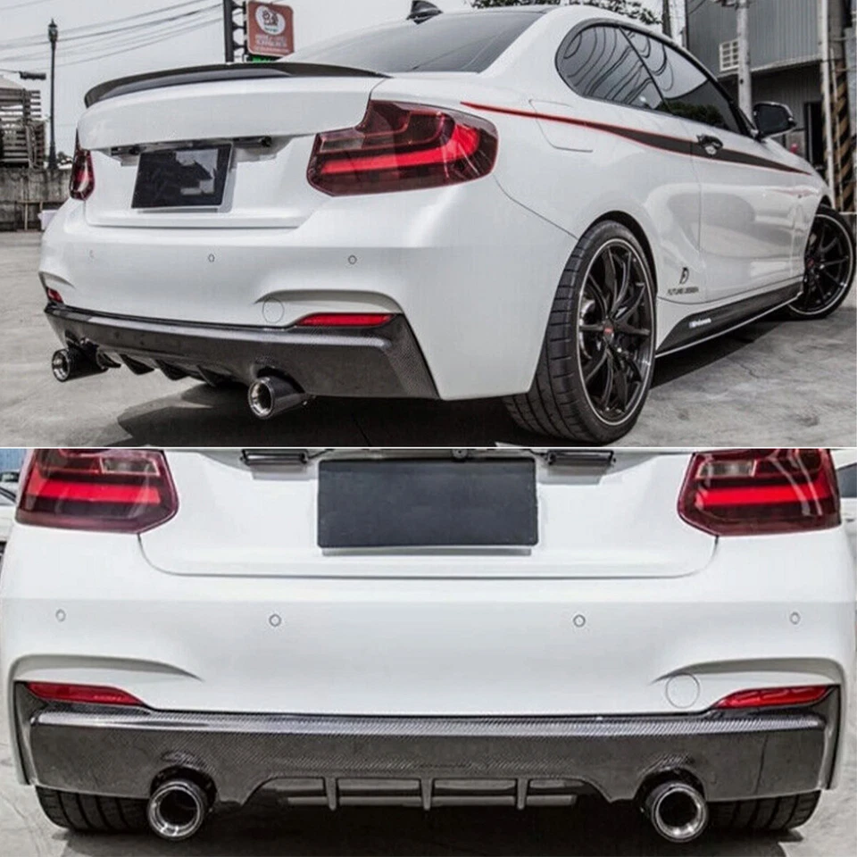 Rear Bumper Diffuser Lip For BMW F22 M240i M Sport 2014-2020 Carbon Fiber Color - Изображение 3 из 4