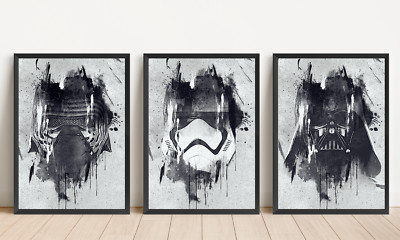 3er Set Start Wars Film Kunsthelm Druck Bild Zuhause Leinwand Schlafzimmer A4 A3