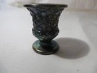 RARE VINTAGE L.E. SMITH DAISEY & BUTTON AMETHYST CARNIVAL GLASS FOOTED TOOTHPICK