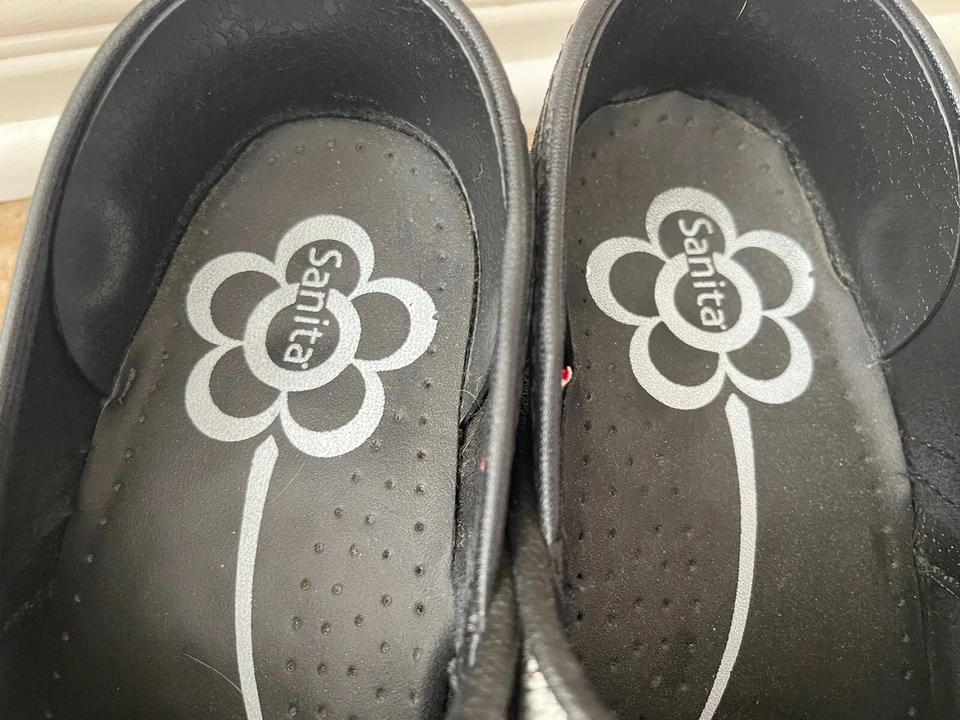 Vestido Zuecos Danés Sanita The Original Gamuza Cuero Negro/Blanco Talla 8/38 Foto 4 de 4