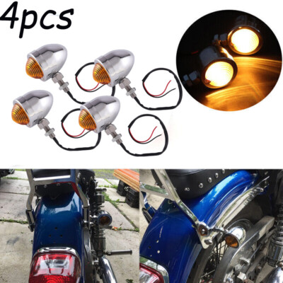 4xMotorcycle Mini Bullet Turn Signals Light FIT Harley Cafe Racer Bobber Chopper