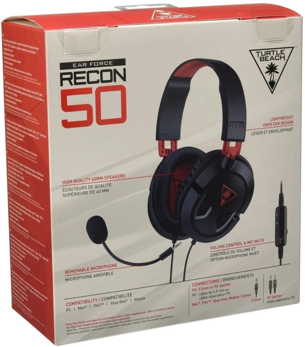 Turtle Beach Recon 50 Gaming Headset Wired Black / Red NEW | eBay