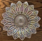 Vintage 1960s Federal Glass Petal Pattern Iridescent Clear Sandwich Plate 11-1/2