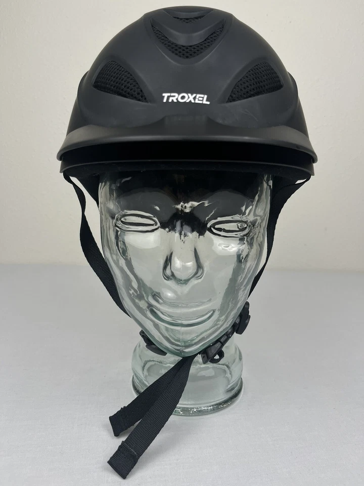 Casco de equitación Troxel Liberty negro con gorra verde talla grande Foto 3 de 4