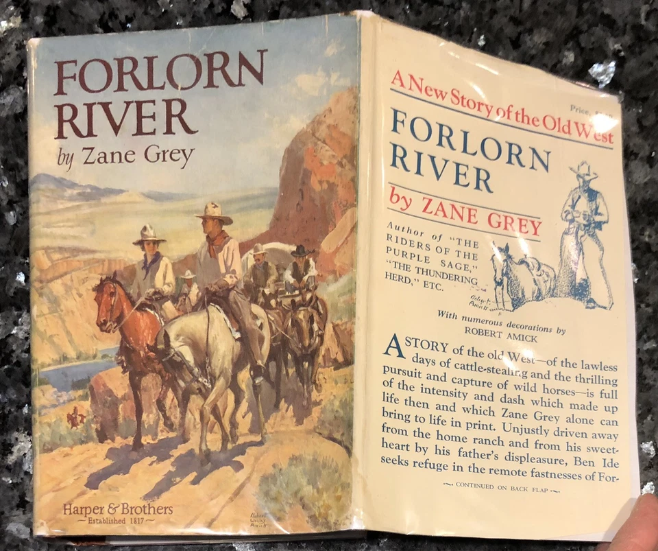 ZANE GREY, FORLORN RIVER 1927, 1st edition estate Copy signed, VG++ - Image 3 of 4