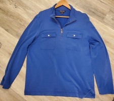 Michael Kors Womens Blue Pullover 1/2 Zip Top Breast Pockets. Comfy 