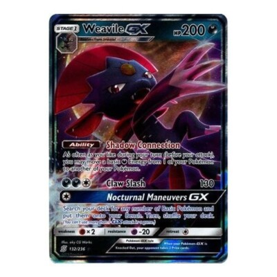 Weavile GX 132/236 Holo Ultra Rare Kosmische Finsternis Sonne & Mond Pokemon Karte TCG NM