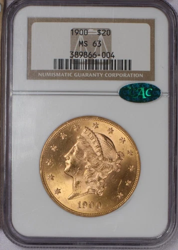1900 Gold Liberty Head $20 NGC MS63 CAC