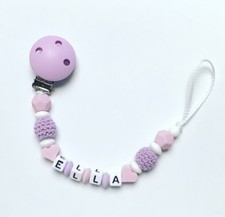 Dummy Chain Soother Keeper Nuckelkette Teething Necklace With Names Pink White