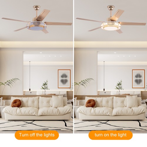 52in Ceiling Fan w/ Light and Remote Modern LED Smart Ceiling Lamp Adjustable - Picture 3 of 22