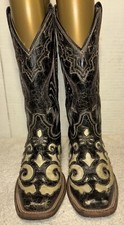 Corral Woman Western Cowgirl Boots Embroidered Black Leather Sz 5.5 M