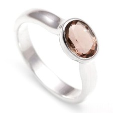 Natural Genuine Smoky Quartz Oval Shape Wedding Ring 925 Sterling Silver Jewelry