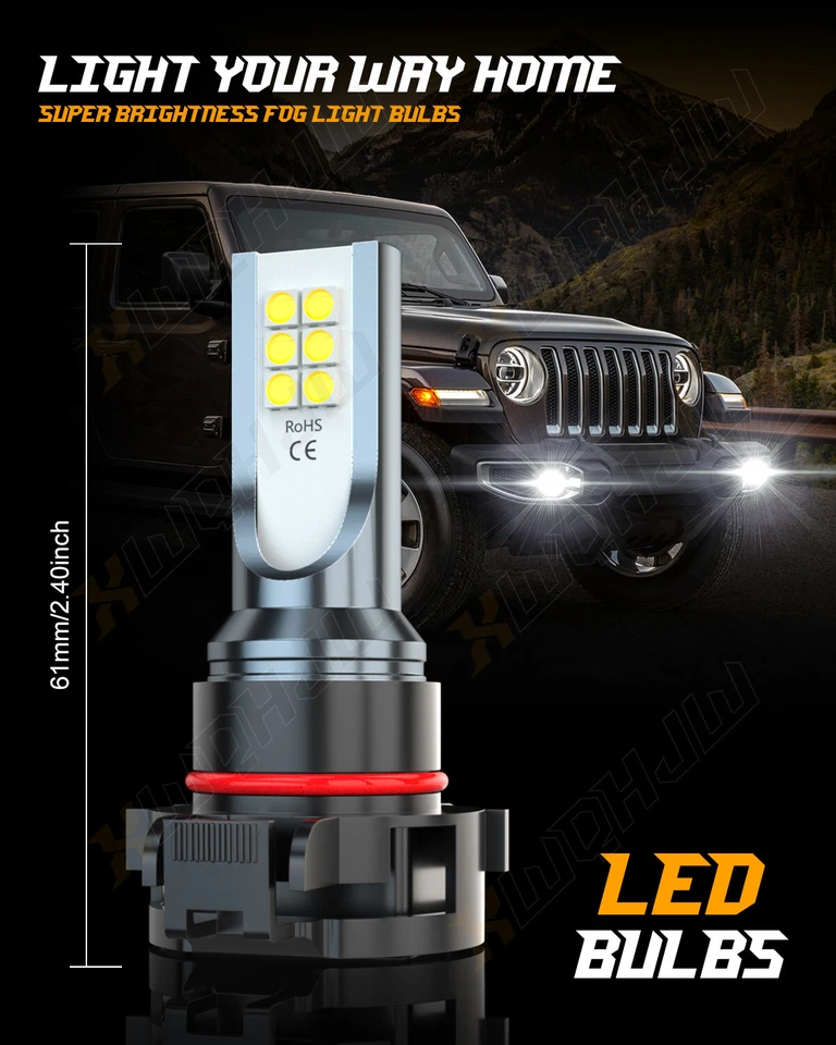 Lâmpadas de neblina de LED 5202/H16 para Chevy Silverado 1500 2500HD 2007-2015 6000K 2X - Imagem 3 de 4