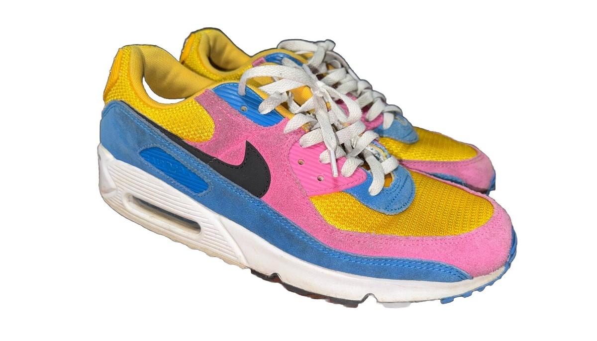 Nike Air Max 90 Multi-Color Suede 2020 Blue Yellow Pink Men's Size