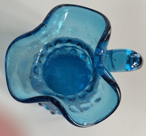 Hobbs Brockunier Peacock Blue Hobnail Pitcher - Picture 2 of 4