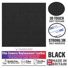 Leatherette Camera Repair Leather Replacement Self-adhesive 0.8mm Thin BLACK 