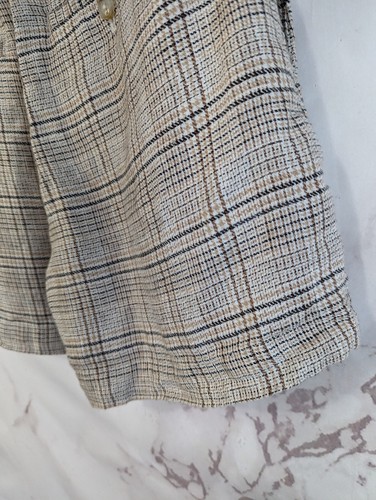 Madewell Shorts Womens 0 Linen Clean Plaid Neutral Brown Beige Beemuda MD092 - Picture 8 of 11