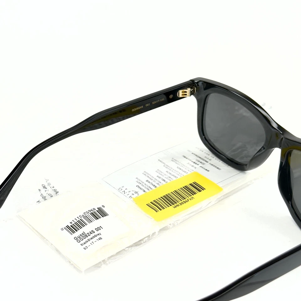 GUCCI Gg0824s 0824 Negro Rectangular Logo Unisex 001 Deporte Moda Gafas de sol Foto 2 de 4