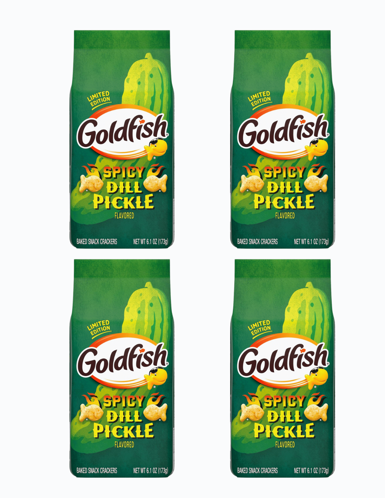 Goldfish Spicy Dill Pickle Snack Crackers Limited Edition 4 Pack 6.1
