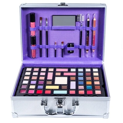 GLAMZA 68pc VANITY MAKE UP BOX BEAUTY COSMETIC SET GIFT VEGAN TRAVEL STORAGE CARRY CASE