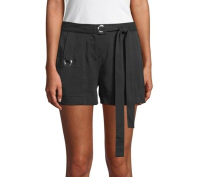 Laundry by Shelli Segal 154214 Women's Tie Waist Shorts Black Sz. 12