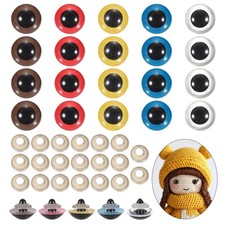 26mm Safety Eyes, 20Pcs Realistic Doll Crocheting Safety Eyes Multicolored