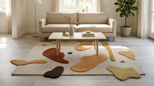 Handmade Abstract Area Rug Hand Tufted Modern Wool Carpet Multi Color ...
