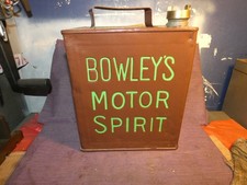 VINTAGE 2 GALLON PETROL CAN RARE BOWLEYS MOTOR SPIRIT PETROLANIA AUTOMOBILIA CAR