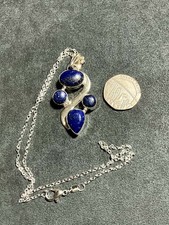 925 Stirling silver Lapis Lazuli pendant Gemstone Handmade 925 Jewellery