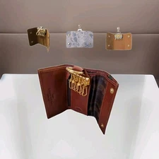 Vintage Leather Key Wallet Italy Soft Leather Embossed Snakeskin 2 Size Lot 